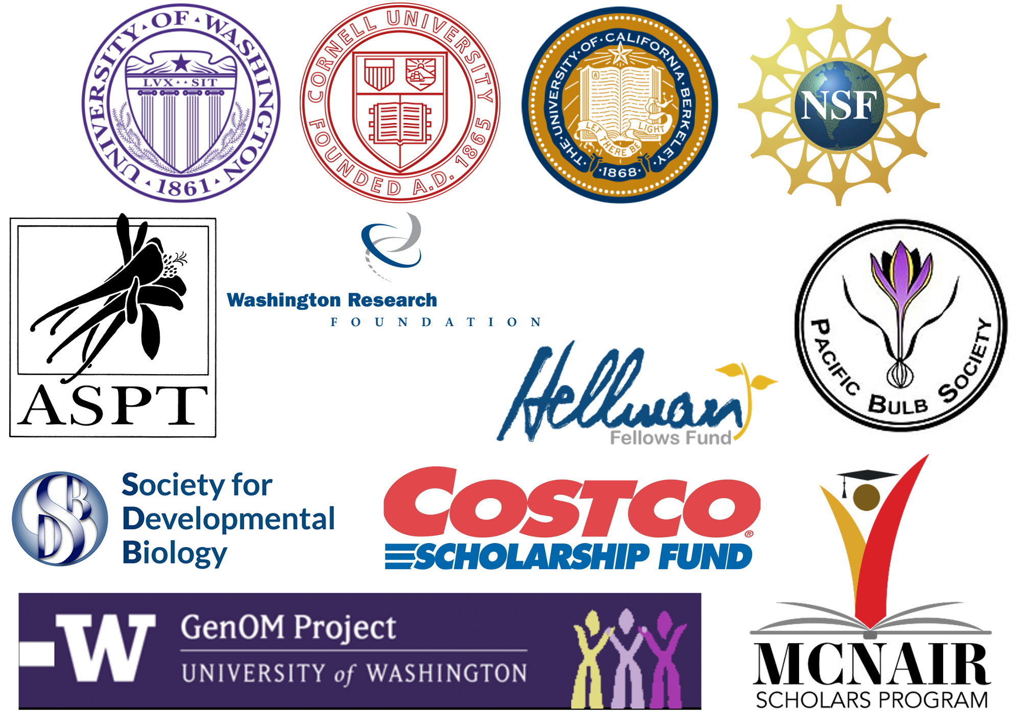 Logos of Universities and funding agencies that have supported me